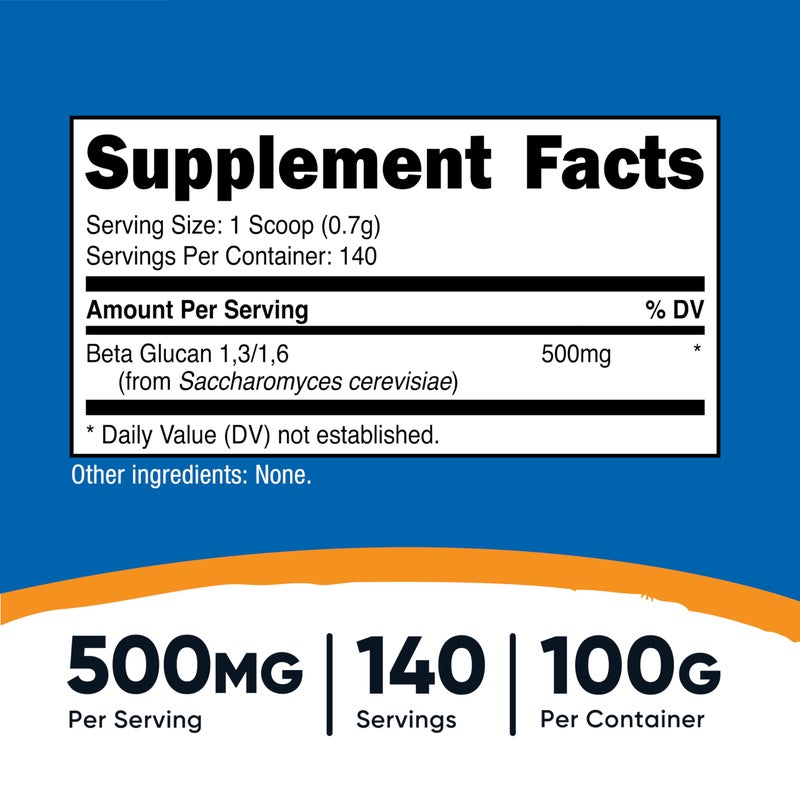 Nutricost Beta Glucan Powder 100 Grams - 1,3/1,6 - Non GMO - Image 2